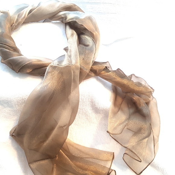 NEW Gold Bronze chiffon sheer scarf shawl for prom wedding gala banquet party - Picture 1 of 4
